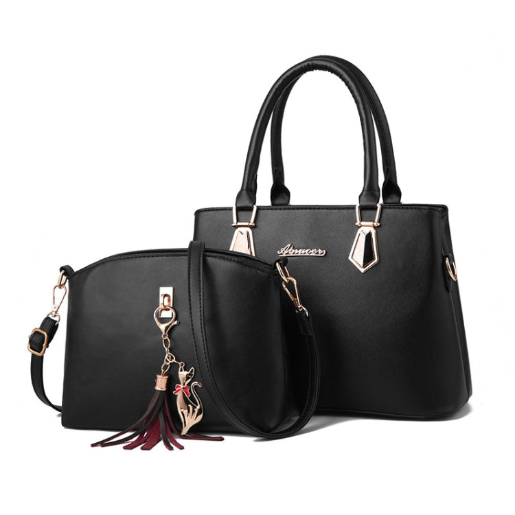 2 in 1 Women Casual Fashion Messenger Handbags Large Capacity Bag — Red Wine