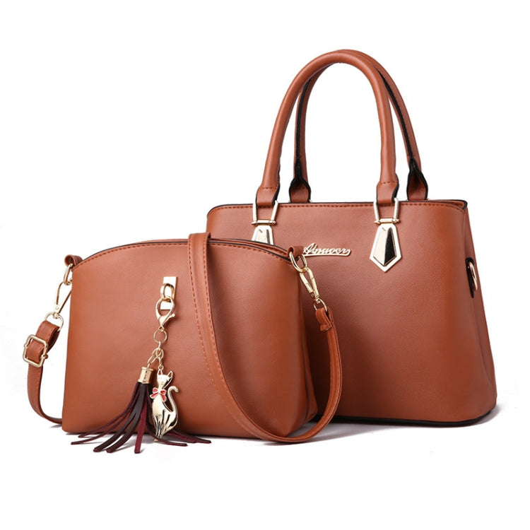 2 in 1 Women Casual Fashion Messenger Handbags Large Capacity Bag — Black
