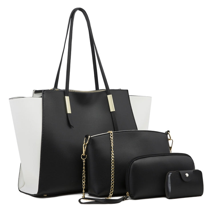 4 in 1 Fashionable Simple Suit Bag Messenger Large Capacity Handbag — Black