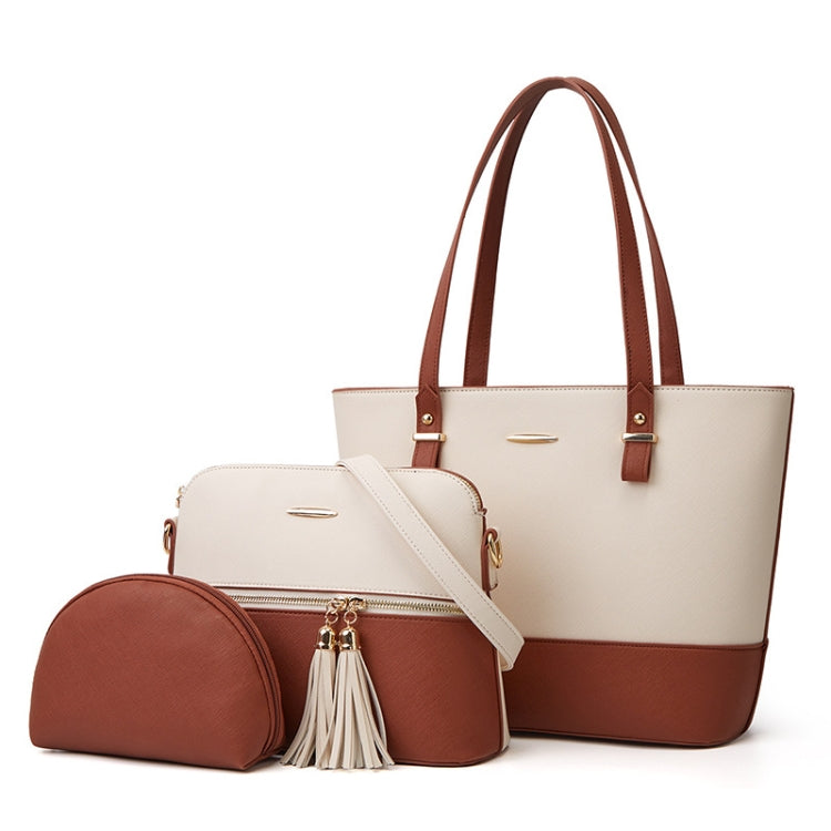 3 in 1 Fashion Simple Lady Diagonal Large Capacity Handbag Letter Bag — Gold + Black