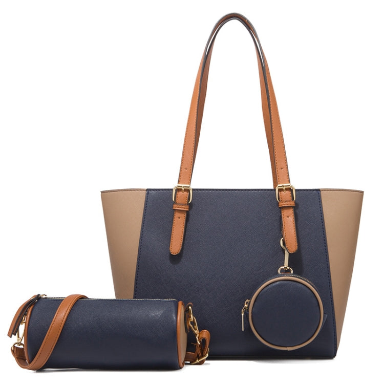 3 in 1 Fashion Simple Lady Diagonal Large Capacity Handbag — Navy Blue