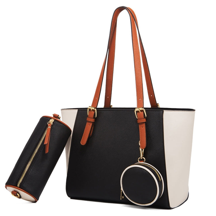 3 in 1 Fashion Simple Lady Diagonal Large Capacity Handbag — Black