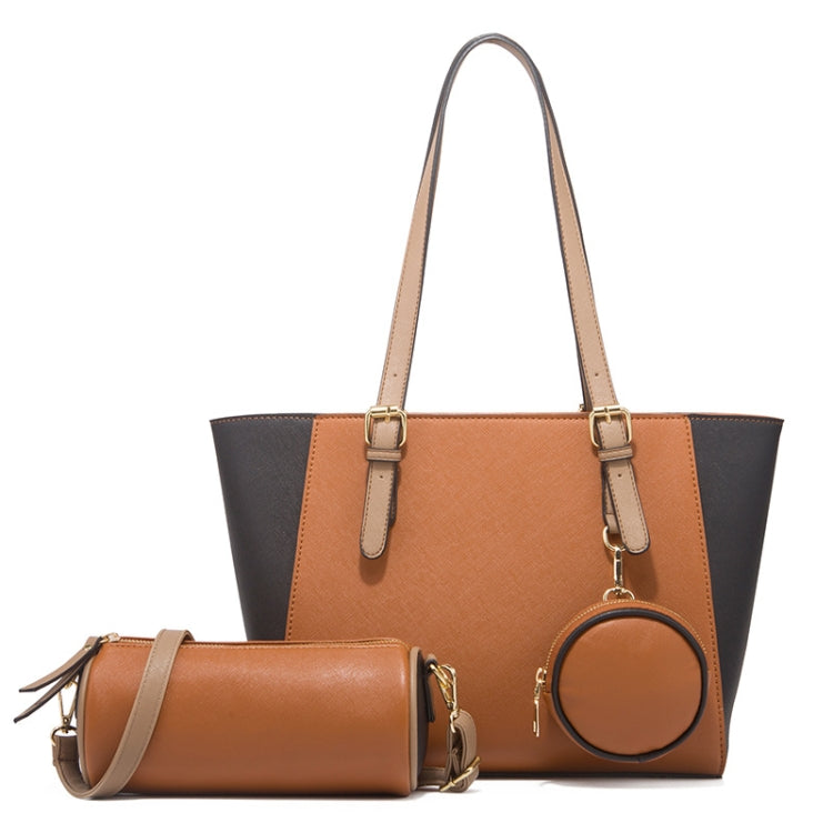 3 in 1 Fashion Simple Lady Diagonal Large Capacity Handbag — Brown