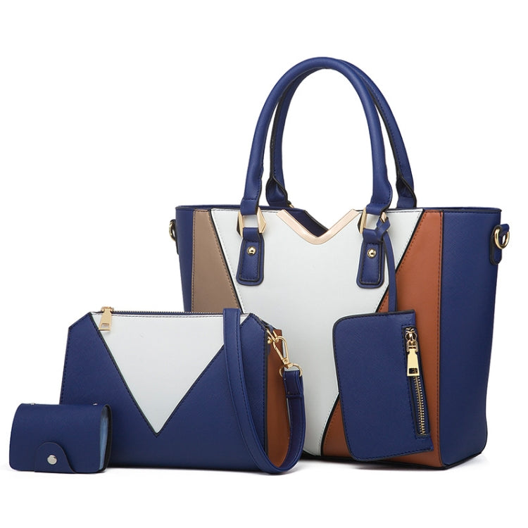 4 in 1 Fashion All-Match Diagonal Ladies Handbags Large Capacity Bag — Navy Blue