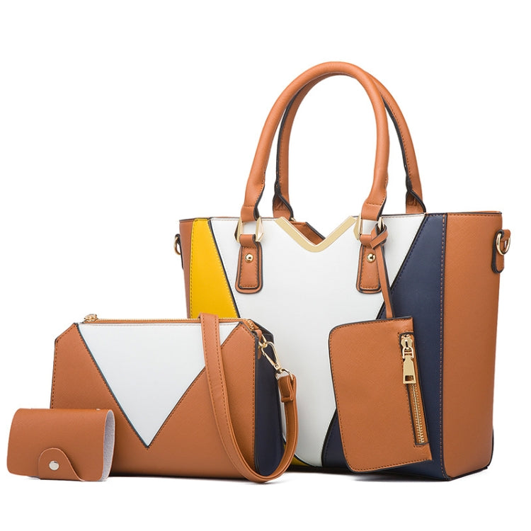 4 in 1 Fashion All-Match Diagonal Ladies Handbags Large Capacity Bag — Brown