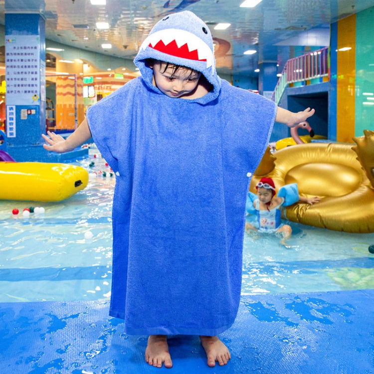 Cotton Cloak Home Bathroom Lengthen Children Wearable Bath Towel 70 cm — Blue Shark DP19S-6
