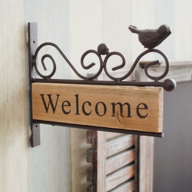 Country Pastoral Iron Birds Welcome Doorplate Wall Decoration Photography Props