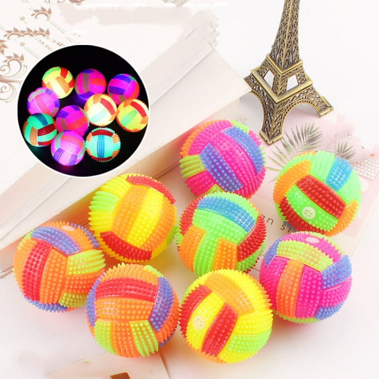 10 PCS Luminous Volleyball Bouncy Ball Massage Ball Whistle Thorn Ball, Random Color Delivery — Diameter 6.5cm