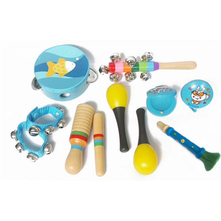 10 in 1 Children Musical Instrument Combination Wooden Early Education Baby Musical Instrument Toys