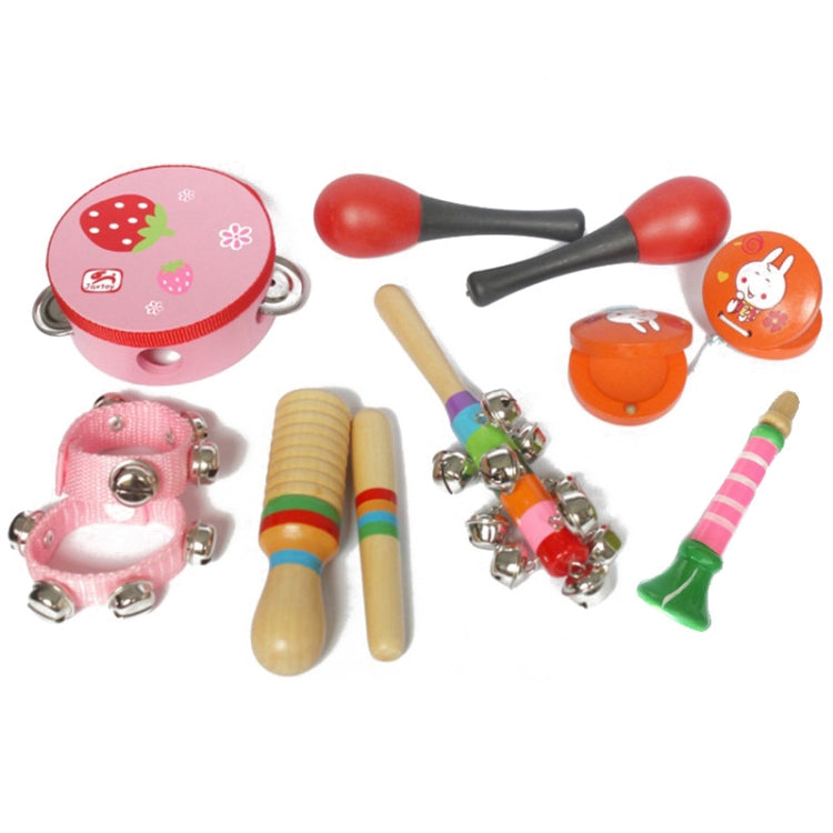 10 in 1 Children Musical Instrument Combination Wooden Early Education Baby Musical Instrument Toys — Boy