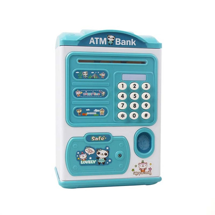 Simulation Password Fingerprint Sensor Unlocking Money Box Automatic Roll Money Safe ATM Piggy Bank — Pink