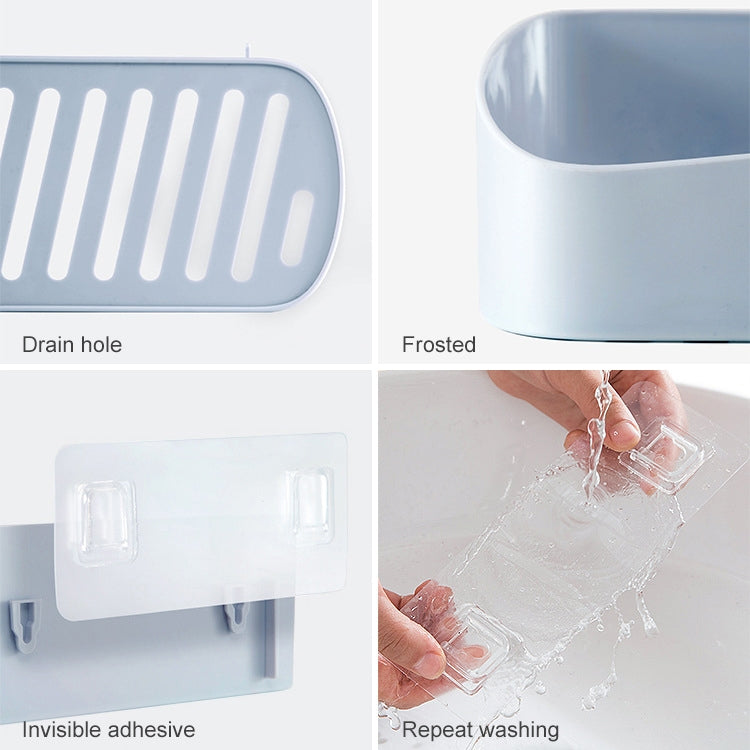 Bathroom Paste Wall-Mounted Plastic Storage Rack Geometric Shape Bathroom Rack — White