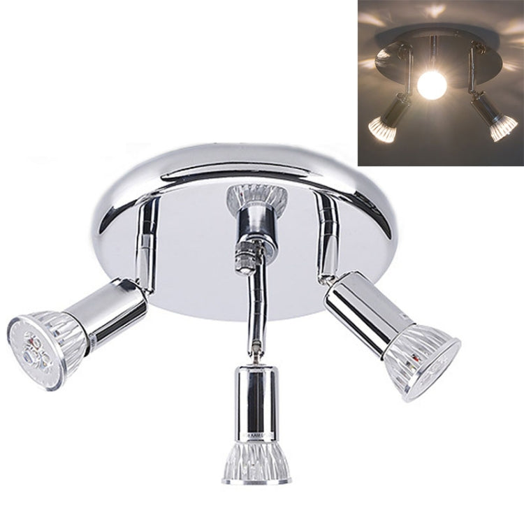 9W Round Three Head LED GU10 Ceiling Light Adjustable Mirror Front Spotlight — view 12