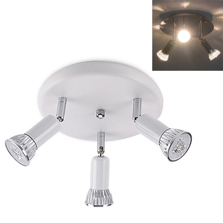 9W Round Three Head LED GU10 Ceiling Light Adjustable Mirror Front Spotlight — view 16