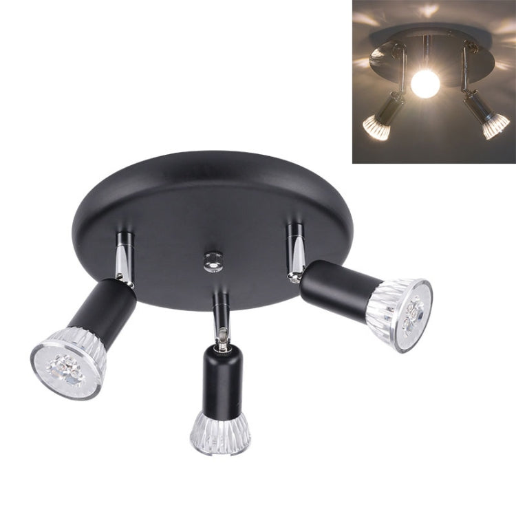 9W Round Three Head LED GU10 Ceiling Light Adjustable Mirror Front Spotlight — view 19