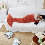 Mermaid Tail Knitted Blanket Fish Tail Blanket — Mint Green