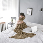 Mermaid Tail Knitted Blanket Fish Tail Blanket — Lake Blue