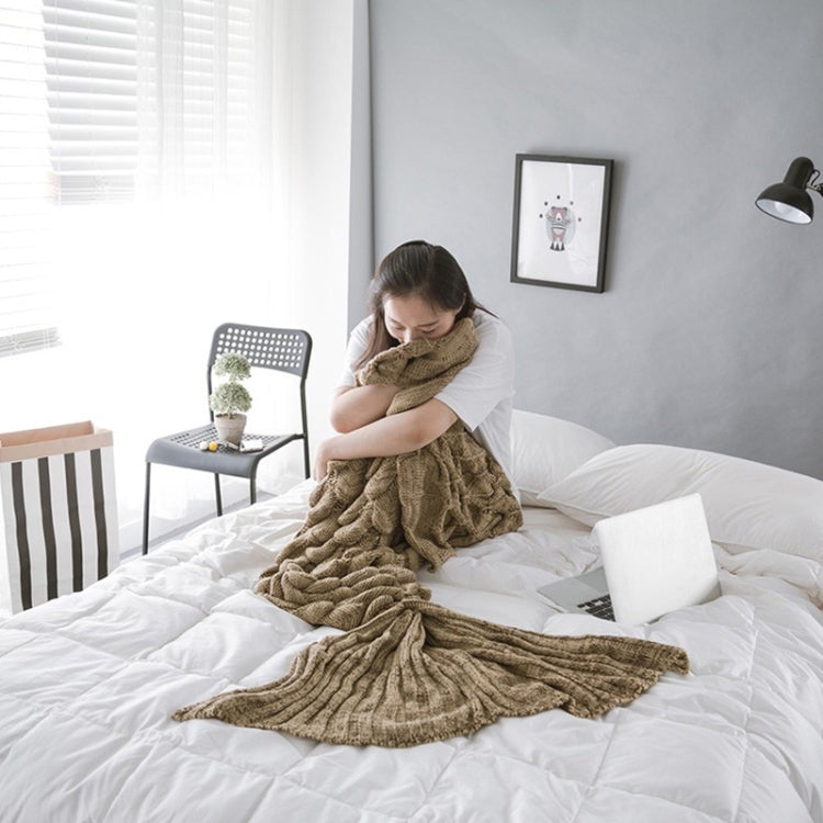 Mermaid Tail Knitted Blanket Fish Tail Blanket — Lake Blue