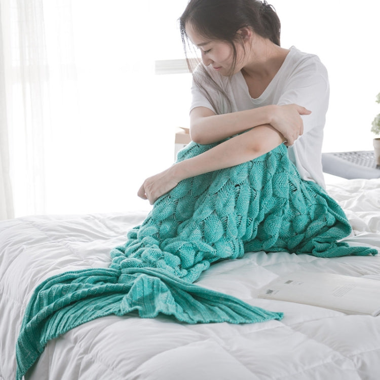 Mermaid Tail Knitted Blanket Fish Tail Blanket — Sky Blue