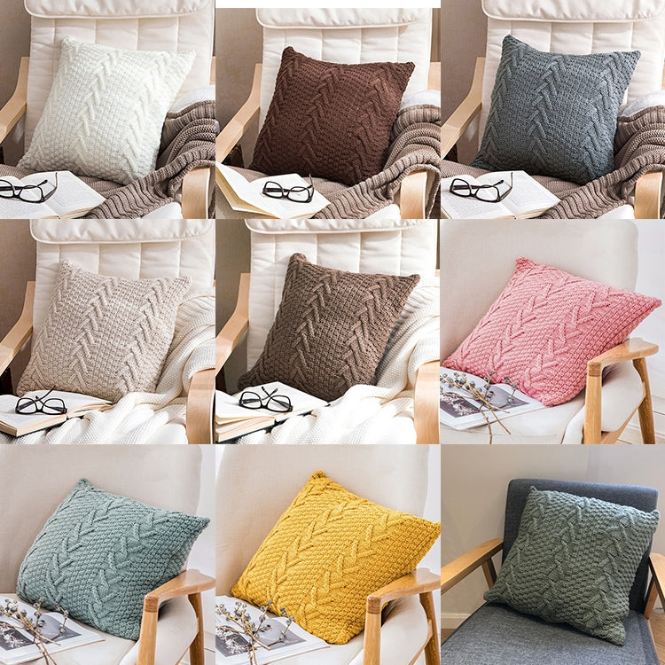Home Wool Knitted Pillowcase — Beige 45 x 45 cm