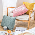Home Wool Knitted Pillowcase — Light Coffee 45 x 45 cm