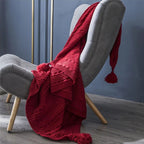 Knitted Blanket Home Casual Shawl Pillowcase Suit Without Core — Red wine