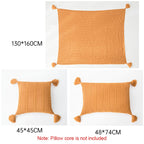 Knitted Blanket Home Casual Shawl Pillowcase Suit Without Core — Agate green