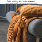 Knitted Blanket Home Casual Shawl Pillowcase Suit Without Core — Khaki