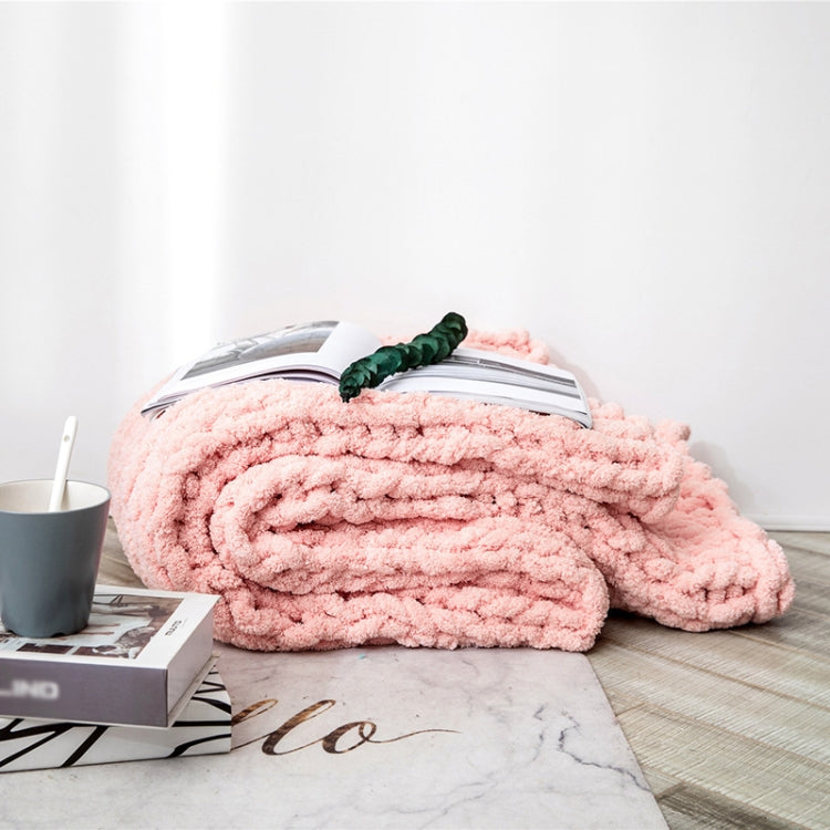 Handmade Thick Wool Knitted Blanket Sofa Chenille Stick Knitted Blanket — 80 x 100 CM