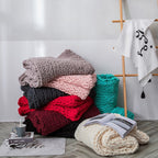 Handmade Thick Wool Knitted Blanket Sofa Chenille Stick Knitted Blanket — view 13