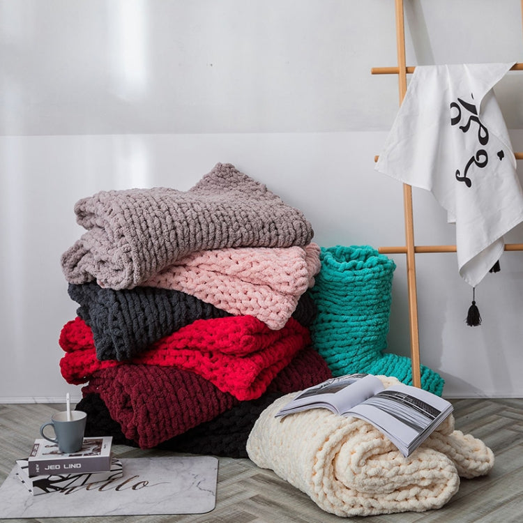 Handmade Thick Wool Knitted Blanket Sofa Chenille Stick Knitted Blanket — view 13