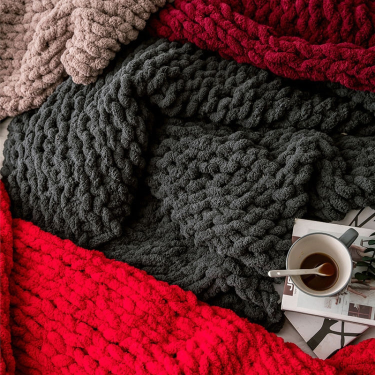 Handmade Thick Wool Knitted Blanket Sofa Chenille Stick Knitted Blanket — view 15
