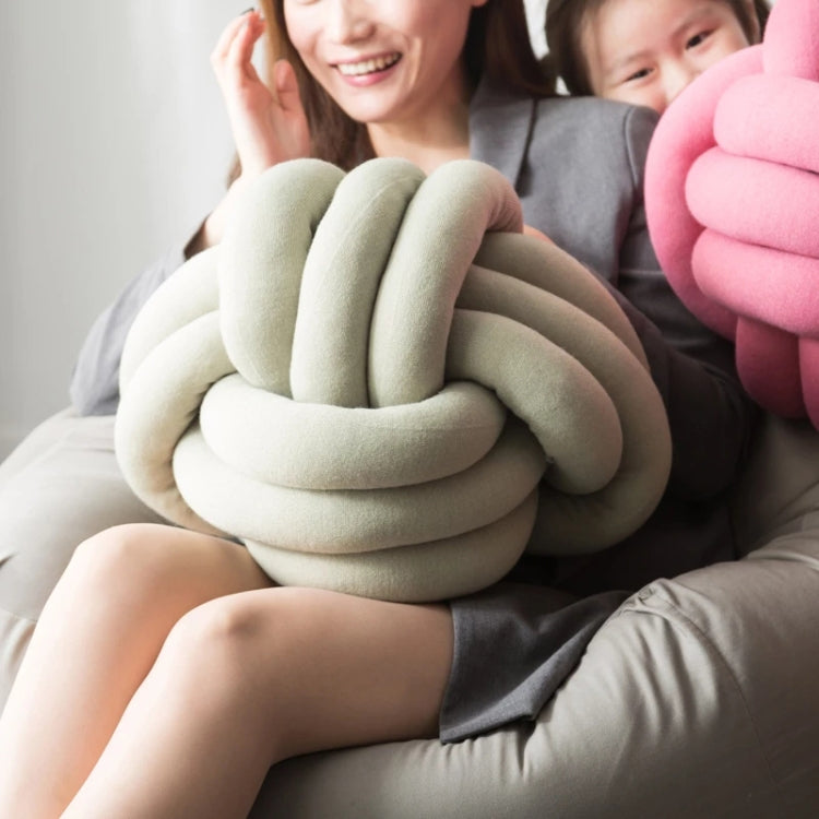 Hand-Made Knotted Ball Pillow — Light Coffee