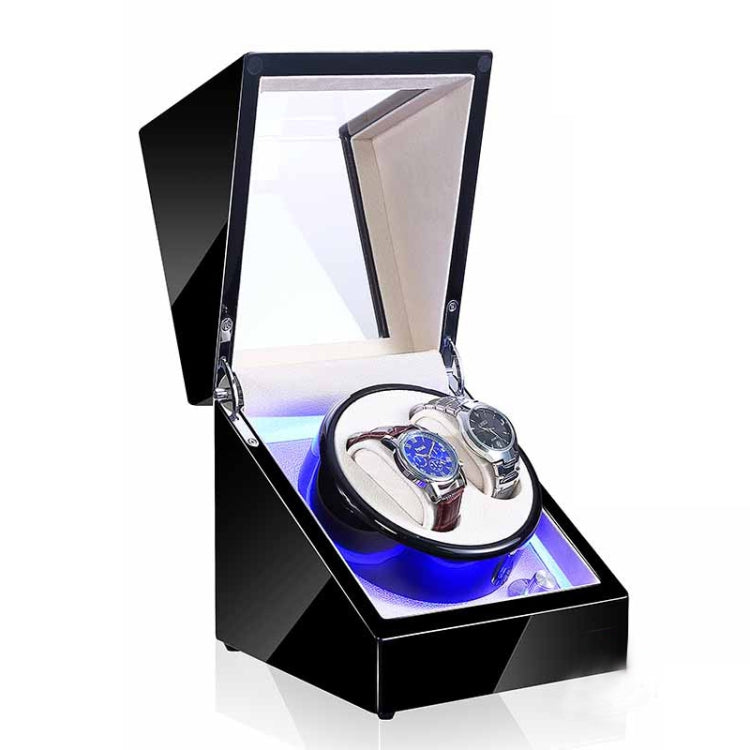 Watch Shaker Automatic Mechanical Watch Rotating Motor Winding Box, US / EU / UK Plug — Black & White