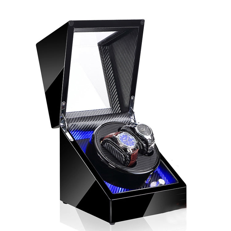 Watch Shaker Automatic Mechanical Watch Rotating Motor Winding Box, US / EU / UK Plug — Black Carbon Fiber Texture