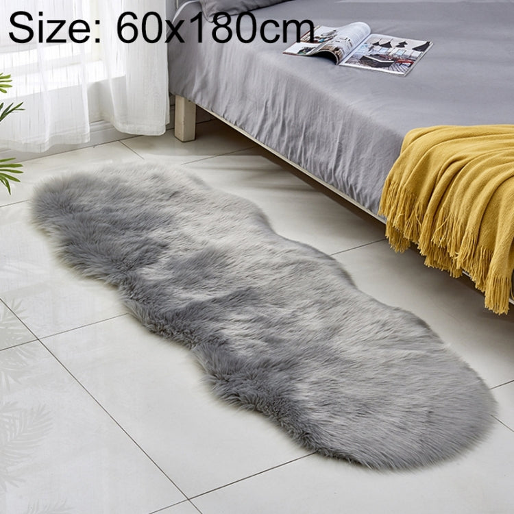 Faux Wool Leather Sofa Carpet Floor Mats Fleece Cushions Bay Window Mats — Dark Gray