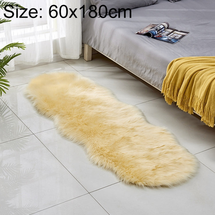 Faux Wool Leather Sofa Carpet Floor Mats Fleece Cushions Bay Window Mats — Khaki