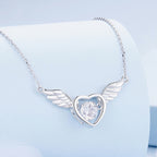 Sterling Silver S925 Vibrant Wings White Gold Plated Zircon Necklace — view 3