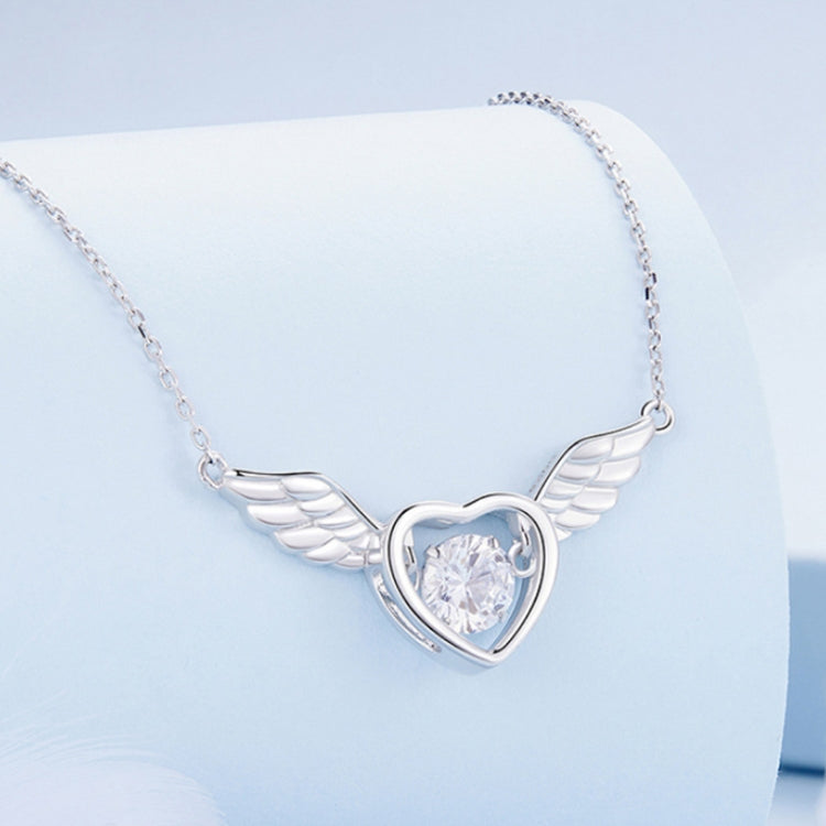 Sterling Silver S925 Vibrant Wings White Gold Plated Zircon Necklace — view 3