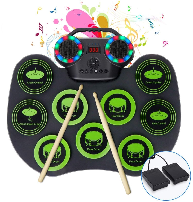 Portable Hand Roll Electronic Drum Flashing Light Bluetooth Drum