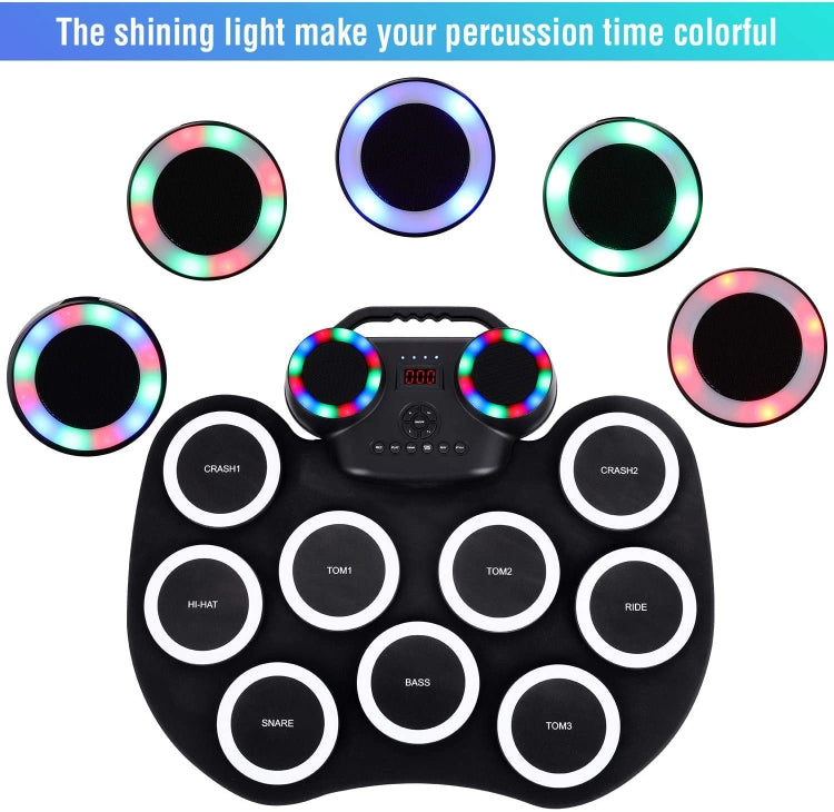 Portable Hand Roll Electronic Drum Flashing Light Bluetooth Drum