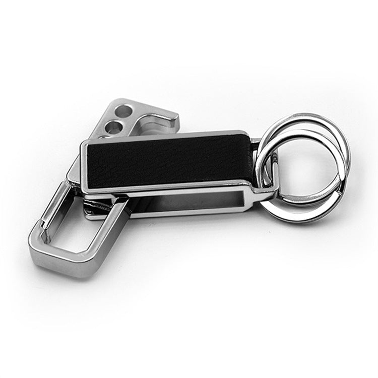 CS-012 3 PCS Lychee Pattern Leather Double Ring Corkscrew Keychain