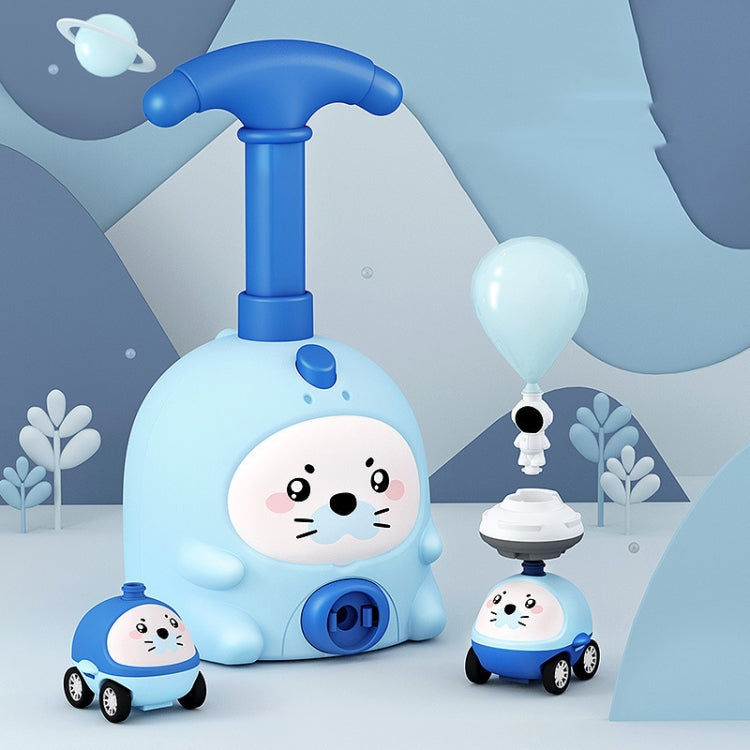 Children Educational Pneumatic Air Powered Car Balloon Scooter Toy — Blue Seal(1 Car 6 Balloons+Flying)