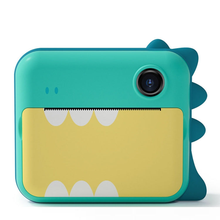 P1 No Card Children Instant Camera 1200W Front And Rear Dual-Lens Mini Print Photographic Digital Camera Toy(Green Dinosaur) — Green Dinosaur 32GB