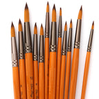 ZHU TING 12 PCS / Set Short Wooden Pole Nylon Hair Watercolor Hook Line Brush Nail Oil Painting Stroke Brush
