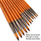 ZHU TING 12 PCS / Set Short Wooden Pole Nylon Hair Watercolor Hook Line Brush Nail Oil Painting Stroke Brush