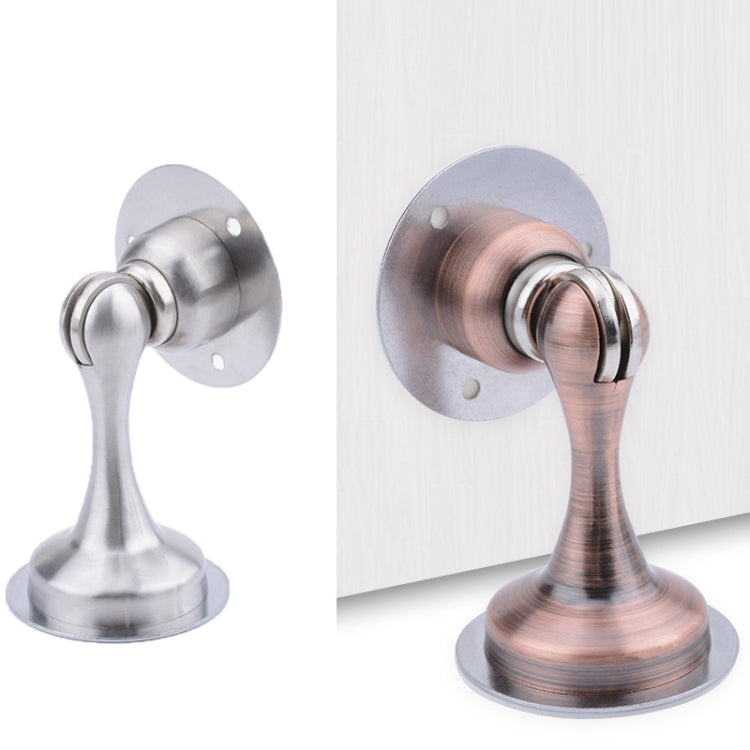 Punch-Free Stainless Steel Thickened Strong Magnetic Door Stopper — Brushed Steel