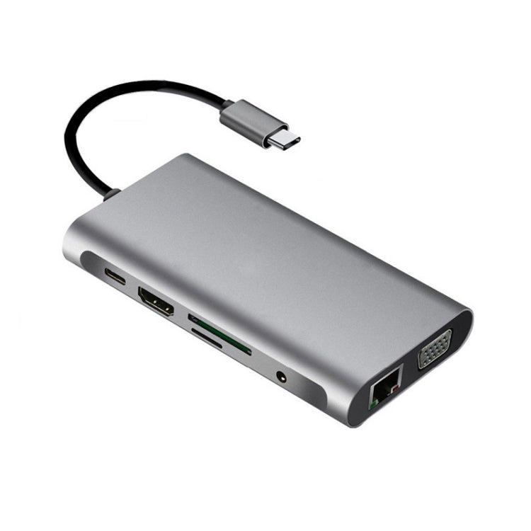 Type-C Multi-Function Docking Station PD Fast Charging HUB, 10 in 1