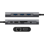 Type-C Multi-Function Docking Station PD Fast Charging HUB, 10 in 1