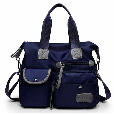 Waterproof Oxford Cloth Handbag Casual Nylon Shoulder Diagonal Bag Female Bag Canvas Bag — Blue